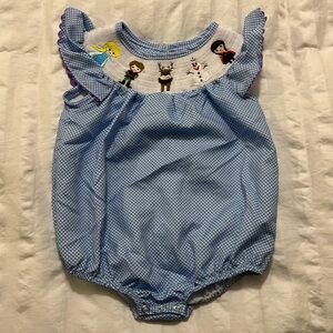 “Frozen” Embroidered Bubble Romper - Size: 6-12M